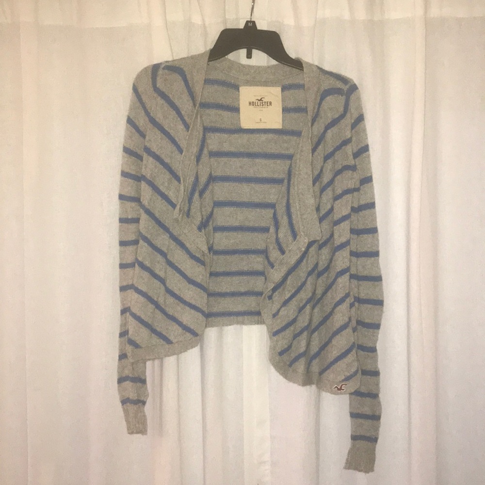 Gray and Blue Striped Cardigan